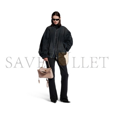 BALENCIAGA WOMEN'S RODEO HANDBAG SMALL GRAINED CALFSKIN IN SESAME 7897792ABV52914 (27*20*10cm)